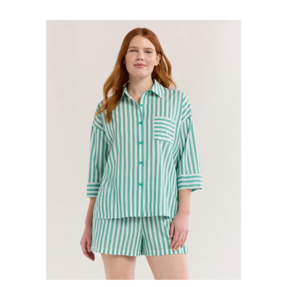 U R Cute 🥰 PJ Set Boxer Shorts w/ POCKETS & Full Button Down Shirt Pajamas - Picture 2 of 14